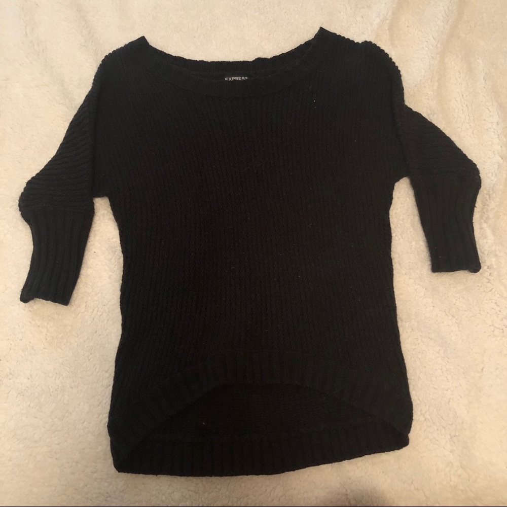 Express 3/4 Sleeve Black Sweater